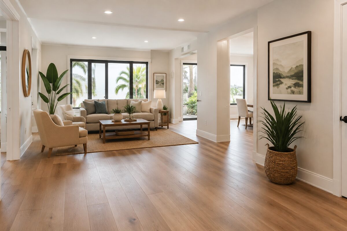 Editorial example emphasizing flooring and whole-home renovation finishes