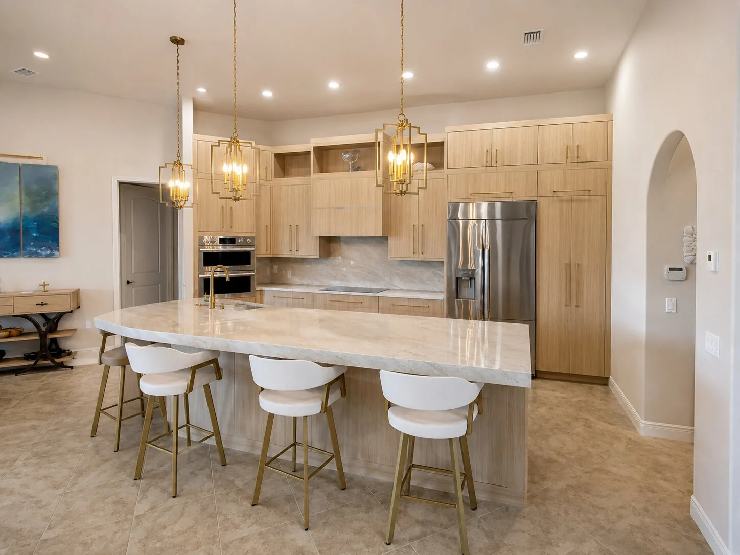 Real Proskillz kitchen renovation with warm wood and coordinated surfaces