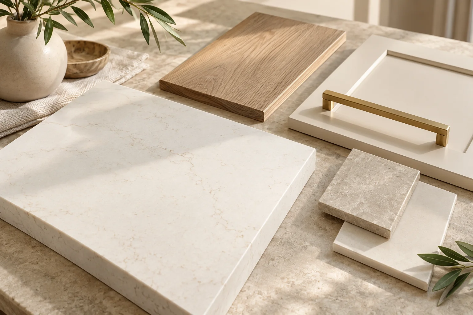 Inspiration: coordinated stone, tile, oak and hardware selections